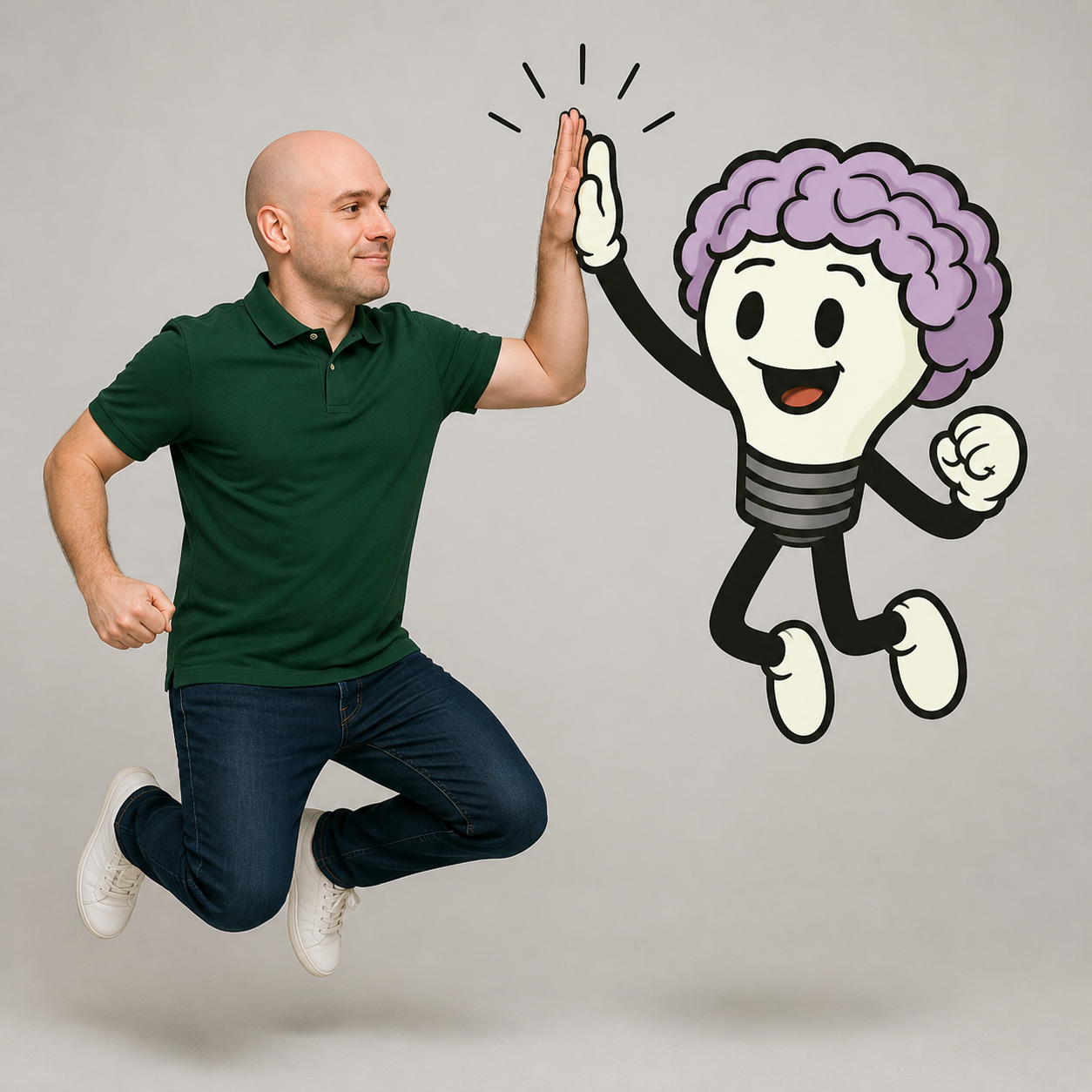 Studios by Dave mascot and Dave high five