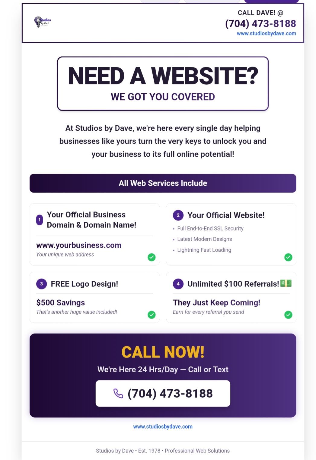 Local Business Web Design Flyer - Professional web design services for contractors and small businesses